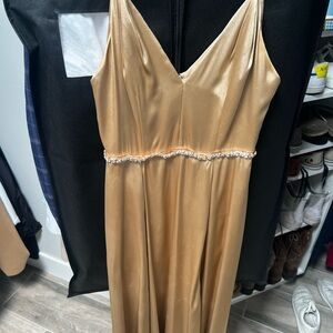 David's Bridal Gold Embellished Sundress for Weddings
